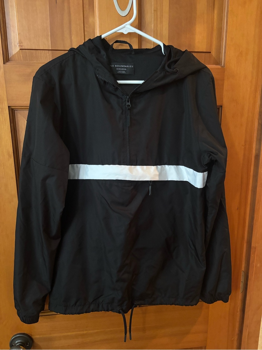 No Boundaries Black Hooded Jacket with White Mesh Lining